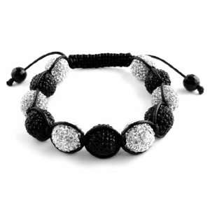  Black & White 12mm Crystal Hip Hop Style Disco Ball Bead 