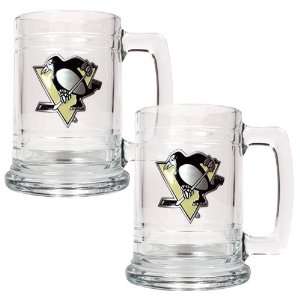  Pittsburgh Penguins NHL 2pc 15oz Glass Tankard Set 