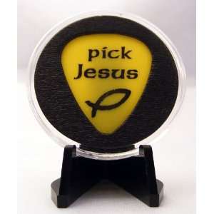  Pick Jesus Guitar Pick Display & Easel Yellow: Everything 