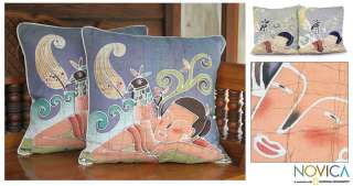 DREAMS OF PEACOCKS ~Handpainted batik cushion covers NR  
