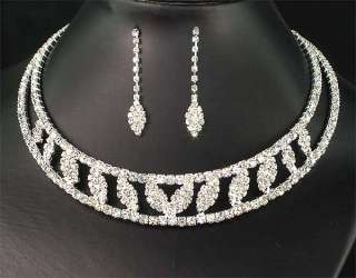Wedding Party Bridal Bridesmaids Crystal Diamante Choker Necklace 