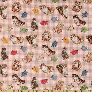  44 Wide Quilting Purr Fection Cats/Toys Pink Fabric By 