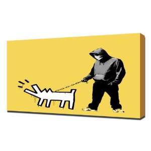  Banksy   Choose Your Weapon Soft Yellow   Framed Canvas 