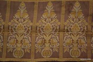 VINTAGE 5 YARD SARI PAPER SILK INDIAN HAND EMBROIDERED FABRIC WOVEN 