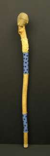 1997 Kevin Orth Carved Bird Head Beaded Painted Cane  