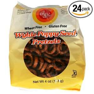 Ener G Foods Wylde Poppy Seed Pretzels, 4 Ounce Bags (Pack of 24 