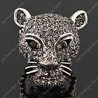 Enamel alloy rhinestone Ring Black fierce Tiger Head Gold plating