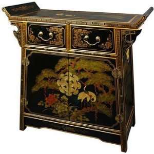  Asian Black Lacquer Alter Cabinet: Home & Kitchen