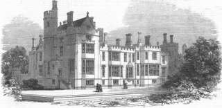 LONDON: Lambeth Palace garden front, antique print, 1848  