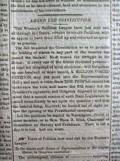   newspaper w Petition for passage 13th amendment outlaw slavery  