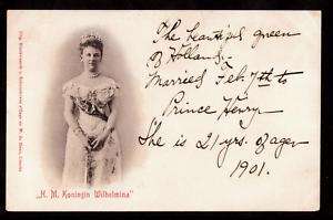 1901 queen wilhelmina royalty netherlands postcard  