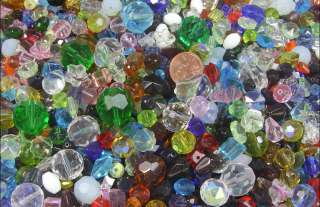 LB pound lot ASSORTED faceted glass beads great MIX  