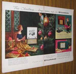   Vintage Ad Sylvania High Fidelity Console,TV,Clock Radio Television
