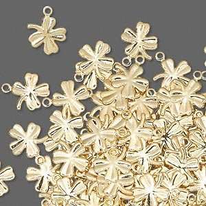  #8760 Charm, gold plated brass, 8x8mm clover. Sold per 