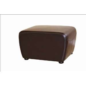  Berth Square Leather Ottoman in Dark Brown