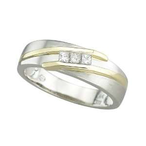  3 Diamond Princess Cut Wedding Ring 0.14 ct. in 14K Two 