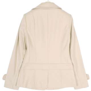 Women Luxury Ivory Long Sleeve Jacket Coat Winter Autumn Sz S M L XL 