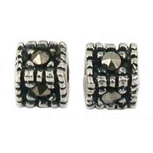   Sterling Silver Marcasite Crystal Cube Beads 3.5mm: Home & Kitchen