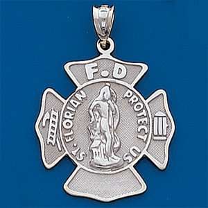   14kt Gold St. Florian Firefighter Pendant/14kt white gold Jewelry