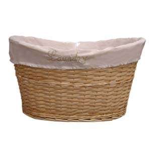  Large Wood Strip and Willow Laundry Basket