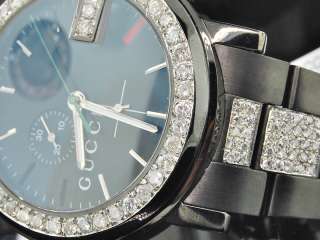   101G YA 101332 Black PVD Gucci Watch Chronograph Diamond Band  