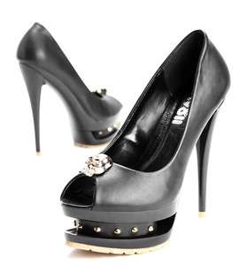 Sexy Partyqueen Crystal High Heel Shoes Skull Peep Toe Stiletto Double 
