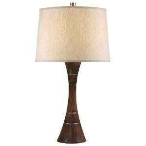  Tapered Wood Grain Column Table Lamp