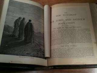 ANTIQUE HOLY FAMILY BIBLE UNMARKED GUSTAVE DORE WOOD PLATES KING JAMES 