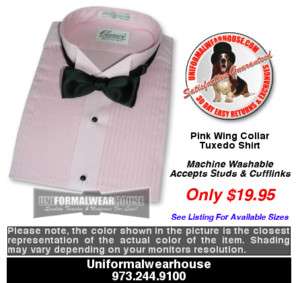 PINK Formal Tuxedo Shirt WING TIP New ALL SIZES  