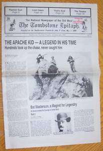 Tombstone Epitaph Vol CXV No 7 July 1996 Apache Kid 20p  