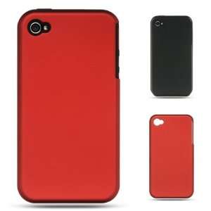  VERIZON / AT&T IPHONE 4 BLACK SKIN+RED RUBBER CASE: Cell 