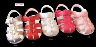 NEW Girls Leather Sandals/Shoes Silver Pink Red Sz1 6  