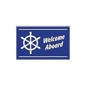  Welcome Aboard Rectangle Marine Mat Blue / White Sports 