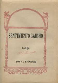 TANGO SENTIMIENTO GAUCHO Sheet Music Arg 1925  