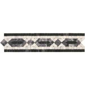  Mosaic Chain Listello Tile Accent in Black / White: Home 