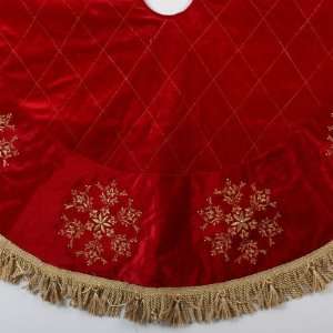  54 Gold Damask and Snowflake Christmas Tree Skirt: Home 