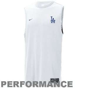  Nike L.A. Dodgers White Training Top T shirt: Sports 