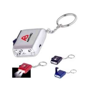   wind up key chain flashlight with two bright white LED lights. Home