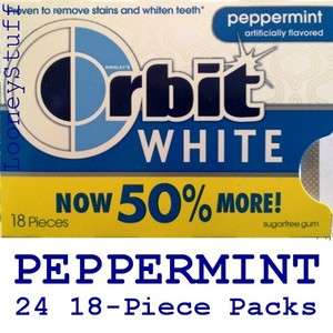 WRIGLEY ORBIT WHITE PEPPERMINT Sugarfree Gum   3 Boxes   24 18 Piece 