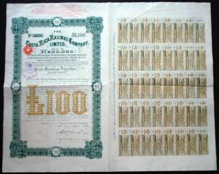 1903 Costa Rica Railway Company   £100 Mortgage Debenture  