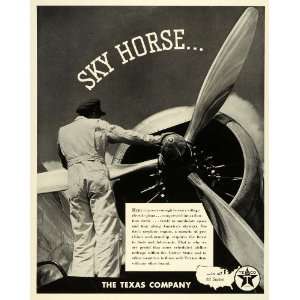  1941 Ad Texas Co Texaco Gas Fuel Oil Pilot Airplane 