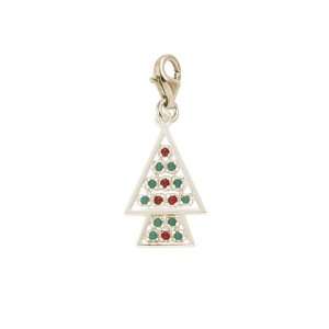   Christmas Tree Charm with Lobster Clasp, Gold Plated Silver: Jewelry
