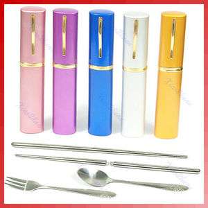 3In1 Protable Stainless Steel Chopsticks Fork Spoon Set  