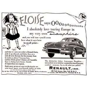 Print Ad: 1958 Renault Dauphine featuring Eloise Renault