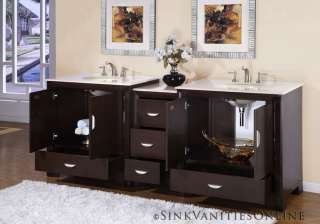 89 Ilene W   Marble Top Double Sink Stone Bathroom Furniture Vanity 