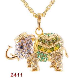 5p Elephant 30*48MM Czech Rhinestone Crystal Enamel Golden Pendant 