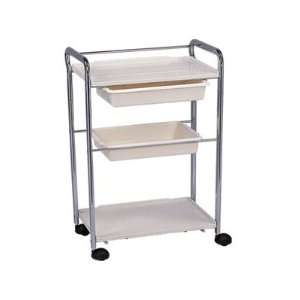    Three 3 Level Plastic Cart with Chromed Metal Frame Beauty