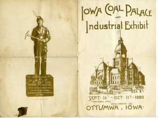 1890s Brochure Iowa Coal Palace Exhibit Ottumwa Iowa  