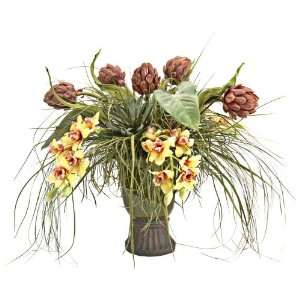  Artichoke and Orchid Faux Floral Arrangement