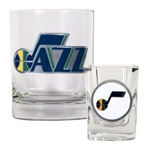  Utah Jazz Rocks Glass & Square Shot Glass Set: Kitchen 